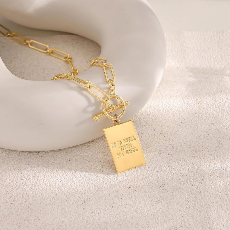 Moodear Cross Necklace for Women Trendy Chunky 14K Gold Plated/Silver Plated Cross Pendant Necklace Toggle Clasp Paperclip Chain Dainty Charm Necklace Fashion Religious Simple Jewelry Christian Gifts for Women - Image 4